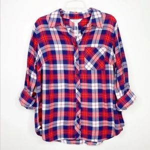 Market & Spruce Red and Blue Plaid Button Down Shirt